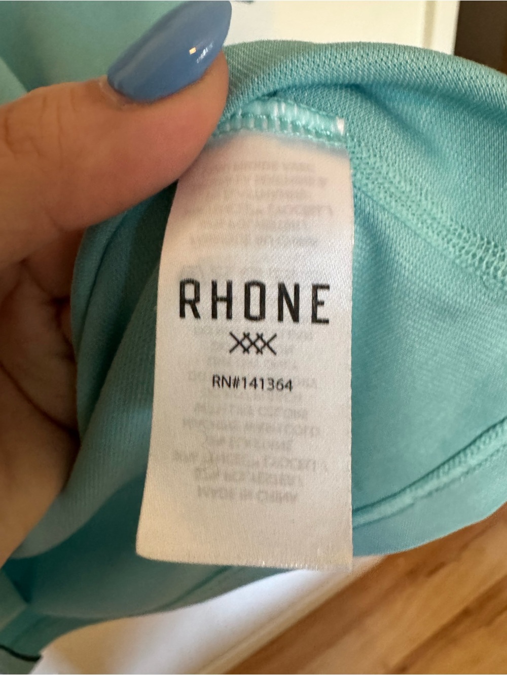Rhone Delta Pique Mens Polo Shirt Lightweight Active Medium Blue Green EUC - Picture 8 of 11